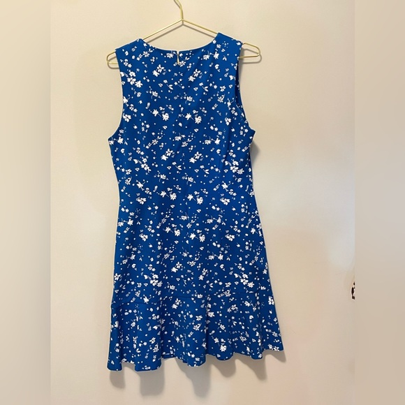 SOLD Draper James Blue & White Floral Ponte Sheath Flare Dress - Picture 4 of 9